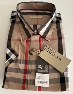 Burberry  100% Cotton Man Shirt Short Sleeve XXL NEW with Tag R3-O11 - Picture 1 of 6