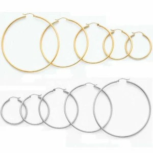 Schlichte runde Creolen 2 mm groß Ohrring 14 Karat massiv Echtgold Oro Aretes Arracadas Liso - Bild 1 von 11