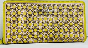 NWOT*Kate Spade*Yellow Spades*Large Continental Zip Around Wallet*22040D S177A - Picture 1 of 9