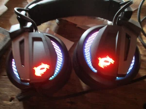 MSI Immerse GH70 Gaming USB Headset/Headphones RGB Color Red Dragons - Picture 1 of 11