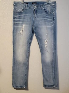 A New Approach Jeans Womens Size 14P Skinny Stretch Distressed Mid Rise Blue - Picture 1 of 12