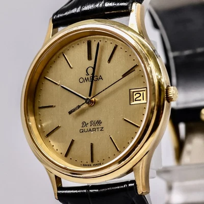 **Exc+5** Vintage 1979 OMEGA De Ville Cal.1332 Quartz Push Crown Gold 33mm Men's - image 1 of 4