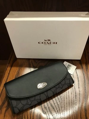 Coach Signature Envelope 8x4 Wallet Clutch F53538 Black Silver NWT - Image 1 of 4