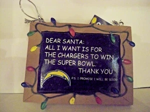 NFL Los Angeles Chargers "DEAR SANTA:" Chalkboard Shape Ornament - Picture 1 of 1