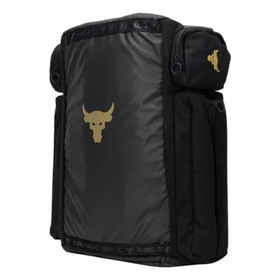 UA Under Armour Project Rock Duffle Backpack Bag Black Gold Gym 1376459-002 $130 - Image 1 of 4
