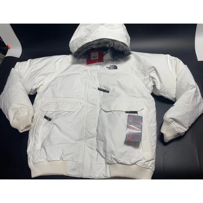 The North Face Girls Nebula Jacket White Hooded Fur Trim HyVent XL - Image 1 of 4