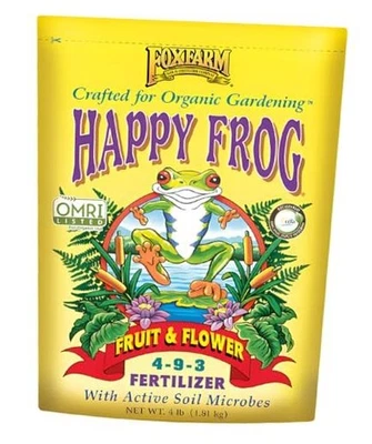 Fertilizante de frutas y flores Fox Farm Happy Frog - Mezcla orgánica para abundante 4 lb Foto 1 de 4