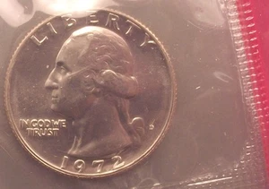1972 D Washington Viertel Stempelglanz aus Münzsatz in Cello qqwywt - Bild 1 von 2