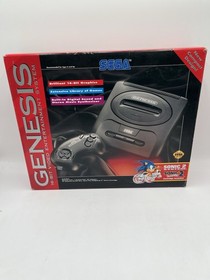 SEGA Genesis Model 2 Console System & Box Sonic Hedgehog 2 Bundle TESTED READ!!