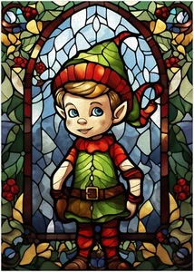 Buntglas Weihnachtselfe Puzzle 300/500/1000 Teile - Bild 1 von 3