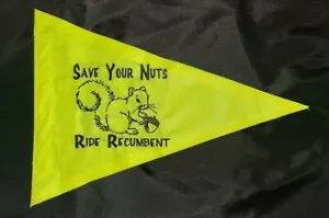12"x 18" Triangle SAVE YOUR NUTS Recumbent Trike Safety Flag - Picture 1 of 4