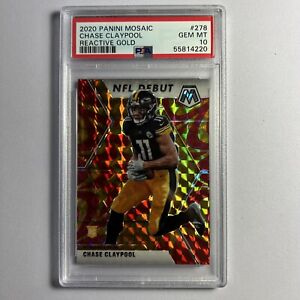 2020 Panini Mosaic NFL Debut Reactive Gold #278 Chase Claypool Steelers PSA 10