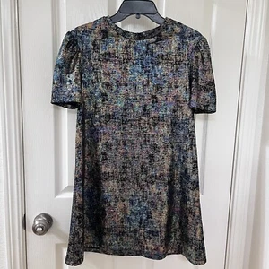 Zara Girls Iridescent Dress Rainbow Metallic Short Sleeve Girls Size 13-14 - Picture 1 of 11