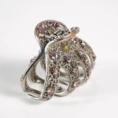 Clip de pelo vintage Conair Sophisticates con joyas pasador metal joyería rosa Foto 1 de 4