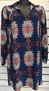 Dress Les Petites Short Blue Patterns Long Sleeves SIZE S Very Good Condition - Picture 1 of 11