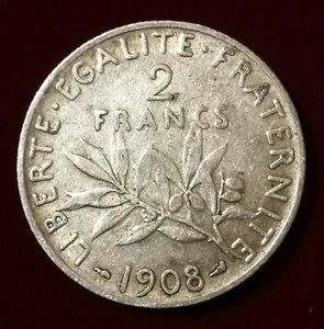 PEU COURANTE **** 2 FRANCS SEMEUSE 1908 **** TTB - Imagen 1 de 2
