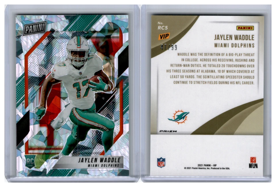 2022 Panini National 2021 VIP Gold Pack Prizm Jaylen Waddle RC Cracked Ice 47/99 - Image 1 of 1