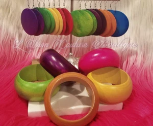 Colorful Wood Earrings and Bracelets Wood Jewelry - Picture 1 of 2