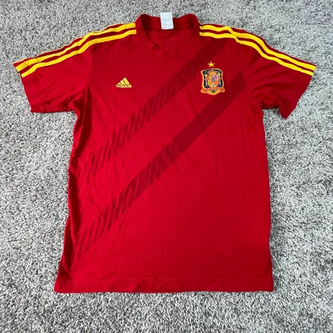 Spain Shirt Adult Medium Red Yellow Adidas Soccer Futbol Football Mens * Cover