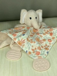 Modern Baby Pink Flower Elephant Security Blanket Lovey Rattle Teether Plush ‘23 - Picture 1 of 7