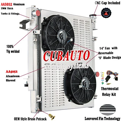 4 Rows Radiator+Shroud Fan Kits For 2010-2012 Dodge Ram 1500 2500 4500 5500 6.7L - Image 1 of 4