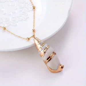 Wicked Silk Elegant Beach Shell Mermaid Fashion Necklace - Cone Shell - Picture 1 of 1