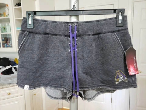 NEW East Carolina Pirates ECU Colosseum Gray Distressed Shorts Women's M Cover