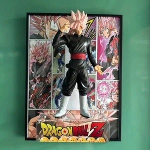 Dragon Ball Goku Black Super Saiyan Rose Figure Pink with Picture Frame Wall Art - Picture 1 of 5