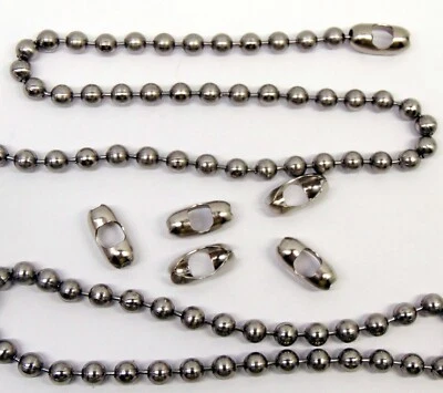 CADENA DE BOLAS industrial de acero inoxidable #15 8 mm cuenta redonda ~ longitudes a granel Foto 1 de 4