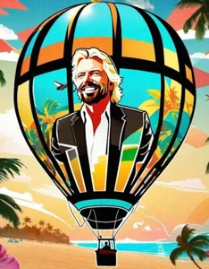 A3 SIZE Sir Richard Branson On An Air Balloon Gta Fan Art - Picture 1 of 1