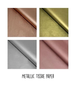 10 x Papel de Tejido de Color Metálico Regalo Envoltura Oro Rosa Plata Cobre Grande - Imagen 1 de 9