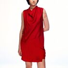 HELMUT LANG Sleeveless Dress Red Pure Silk Womens Size 4 US