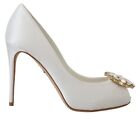 Dolce & Gabbana Chaussures Plates Blanc Cristaux Bout Ouvert Talon Satin EU38 /