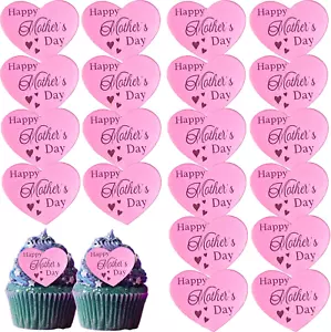 20 Pcs Happy Mother'S Day Cupcake Topper Acrylic Pink Heart-Shaped Cupcake Toppe - Picture 1 of 6