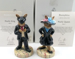 RARO ROYAL DOULTON BUNNYKINS LTD EDTN PEARLY KING & QUEEN BXD CERTS DB411 DB412 - Imagen 1 de 6