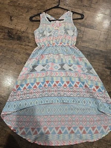 Japna Kids Girls Sundress Sz 10 Sleeveless High/low Multicolor Aztec Print - Picture 1 of 4