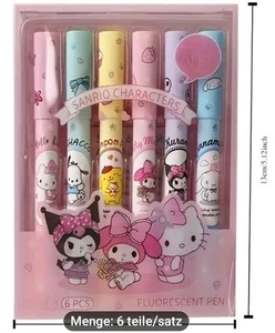 ❤️❤️❤️ Hello Kitty Sanrio Kugelschreiber Set 6 Stück Neu Ovp Kuromi My Melody... - Bild 1 von 1