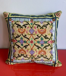Elegant Vintage Custom Handmade 18” Wool Needlepoint Pillow European Chateau - Picture 1 of 6