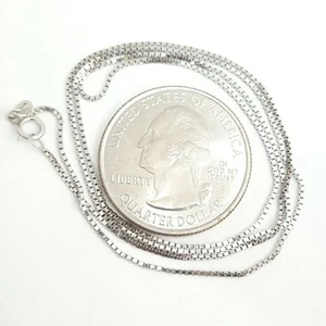 New 14K white Gold 0.80mm Square Box Chain Necklace fine gift jewelry 2.3g 22" - Picture 1 of 8