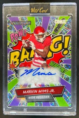 2023 Wild Card Alumination Draft Marvin Mims Jr. Comix Lasers Purple Auto #/4 - Image 1 of 2