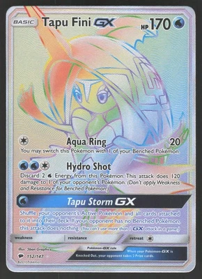 Tapu Fini GX 152/147 Secret Rare Pokemon TCG Burning Shadows LP - Image 1 of 2