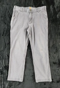 Carhartt Pants Mens 32x26 Gray Relaxed Fit Utility Workwear Carpenter Stretch - Picture 1 of 19