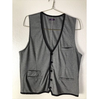 American Rag Men’s slim fit vest retro knit Large Grey w/Black Dot Defect *READ - Image 1 of 4