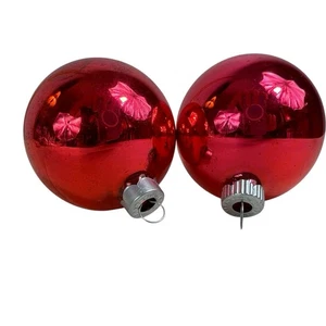 Mercury Glass Ball SHINY BRITE Christmas Tree Ornaments Red Vintage 2.25" Lot 2 - Picture 1 of 11