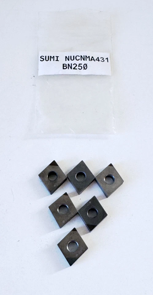 (6) Insertos de torneado indexables SUMITOMO NUCNMA431 BN250 PCBN Foto 1 de 3