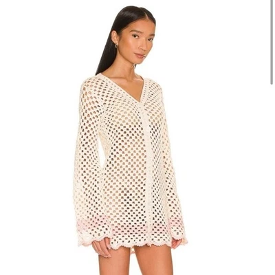 LPA Lanita Crochet Mini Dress in Ivory & Blush size M Boho Bohemian - Image 1 of 4