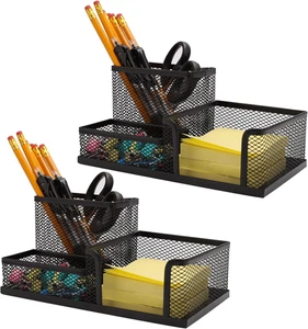 2 Stück Portalapices Malla Negro Organizador Escritorio 3 Compartimentos Oficina - Bild 1 von 12