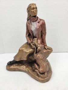 Scultura Austin vintage 1997 Alice Heath donna con cane "Fedele" - Foto 1 di 12