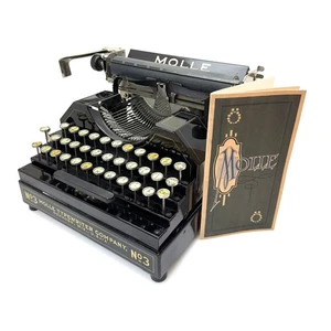 !!EXCELLENT!! 1921 Molle No.3 Typewriter w/Case Antique Oshkosh, Wis Vtg Classic - Picture 1 of 15