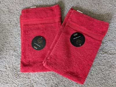 Red Superior bath hand towel egyptian cotton 20x30” set 2  NWT - Image 1 of 4